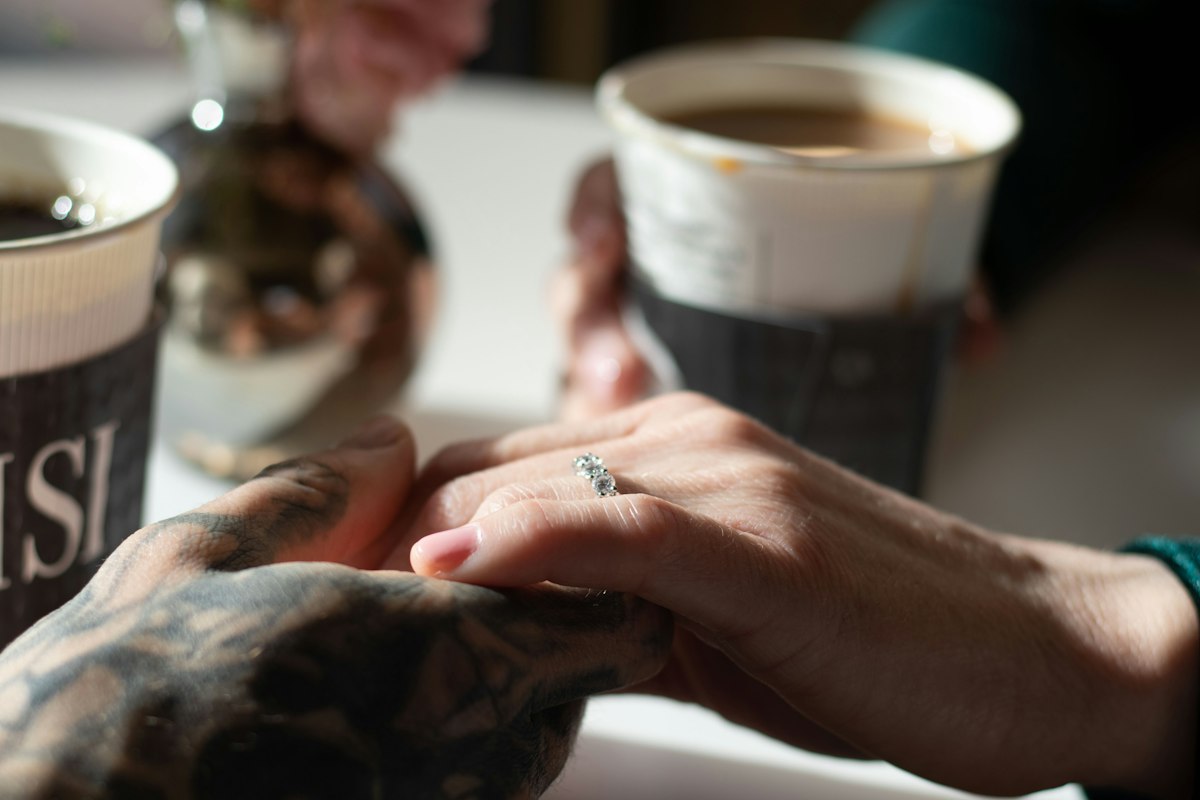 Sunday Morning robe, couple with coffee